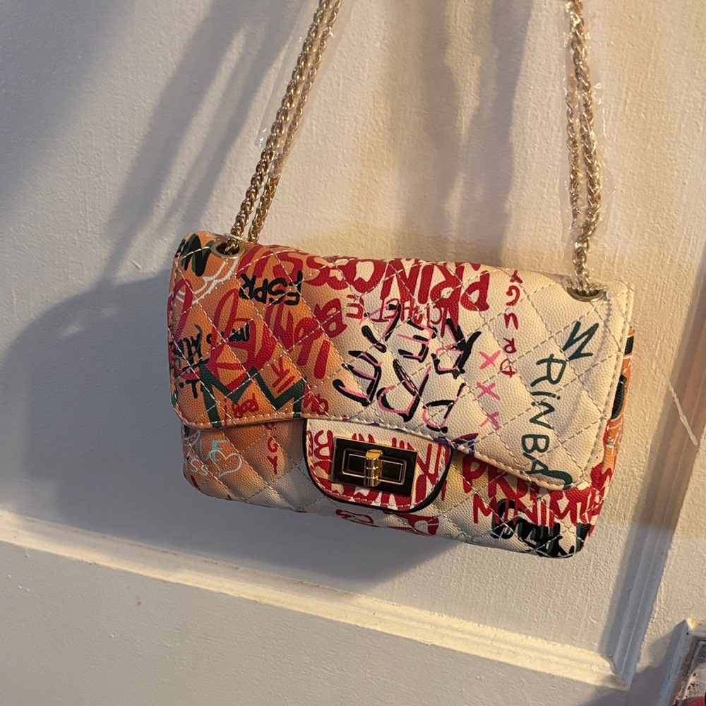 Multicolor Quilted Chain Shoulder Bag